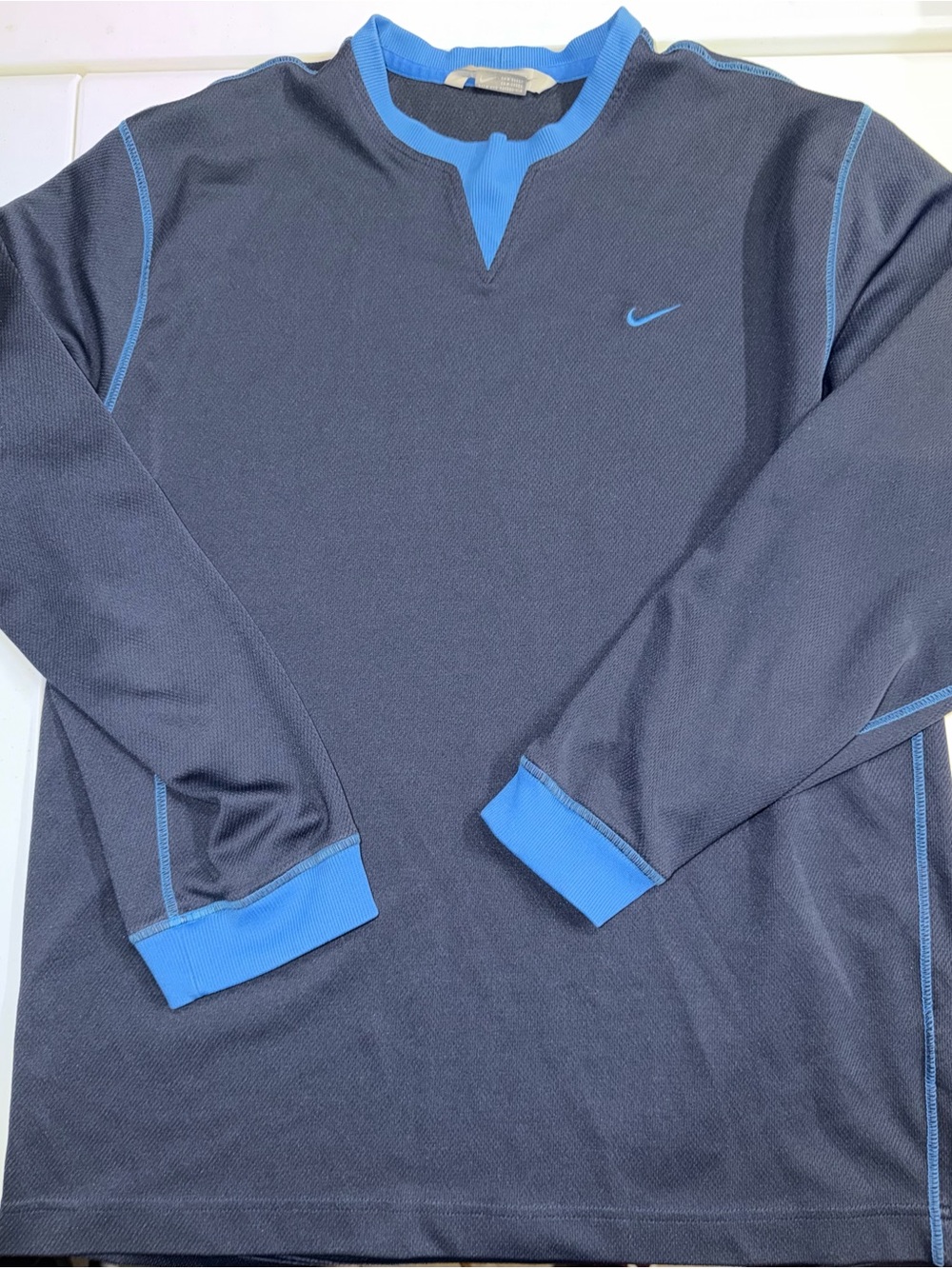 Nike: Men’s Navy Blue/Royal Long Sleeve Shirt (X-Large)